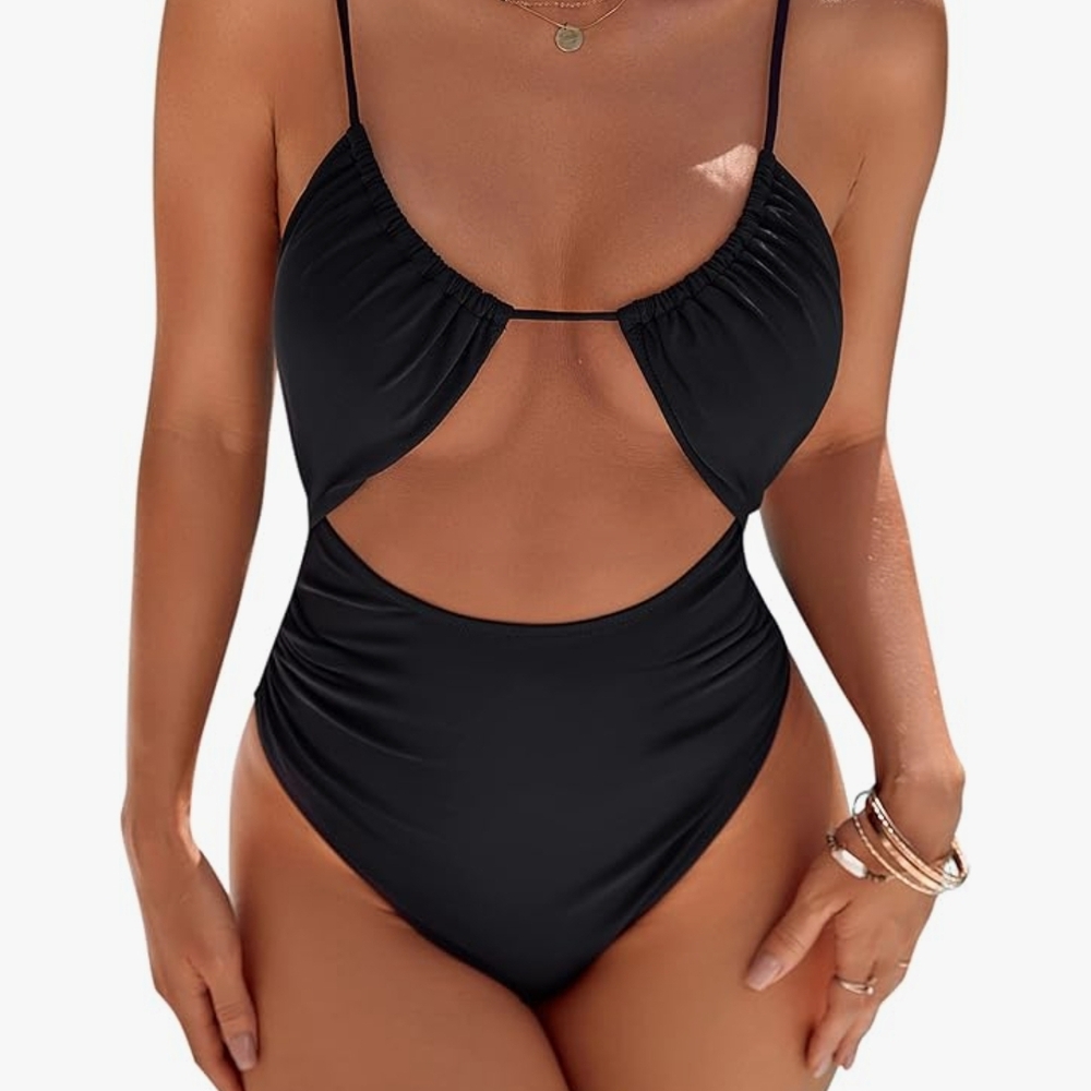 Chic Black Cutout One-Piece Swimsuit